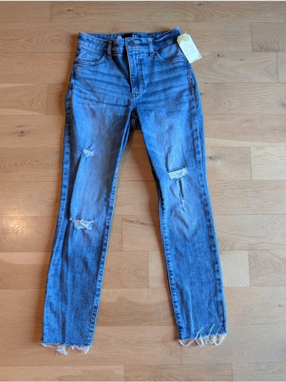 Kut From The Kloth Medium Distressed Reese Fab Ab Ankle Straight Jeans, Size 00